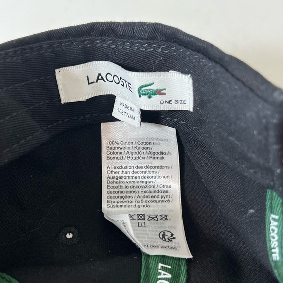 Lacoste Black Cap with Large Crocodile Logo Front Embrodiered Leather Band Hat - Picture 6 of 8